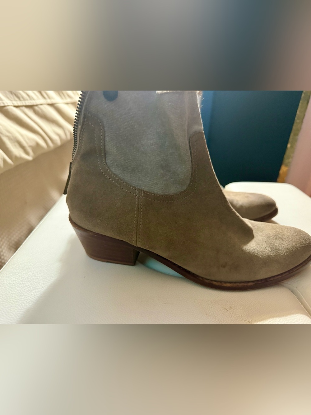 Suede Ankle Boots in Taupe - Women